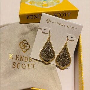 Kendra Scott Gold and Black Teardrop Earrings
